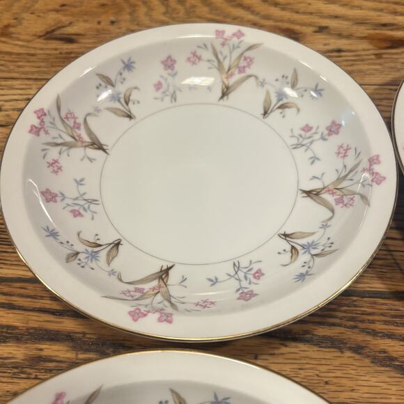 6 Vintage Meito China Japan "Lucille" Rimmed Soup Cereal Bowls Floral PRISTINE!! - Picture 5 of 11